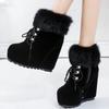 Флисовые теплые зимние ботинки женские осенне-зимние новые ботинки из искусственного кроличьего меха, хлопковые ботинки на внутренней платформе, пушистые ботинки