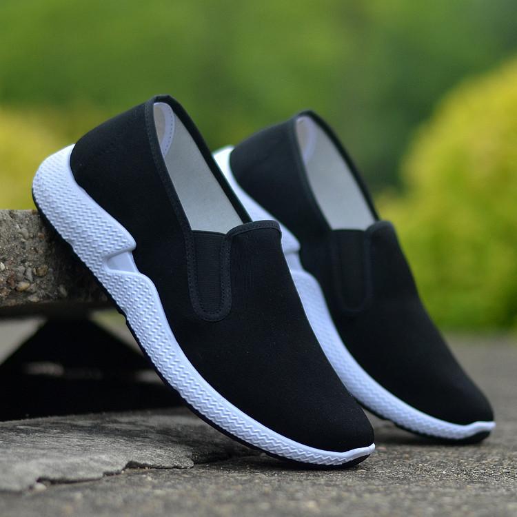 Старые пекинские тканевые туфли мужские подошвы из говяжьей кожи полотенце зеленые для среднего и пожилого возраста повседневные туфли черные рабочие туфли платформа большой размер мужская обувь