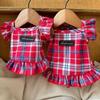 Одежда для питомцев красная клетка принцесса ветер питомец собака лето клетчатая летящие рукава чем медведь йоркширская прохладная и удобная юбка