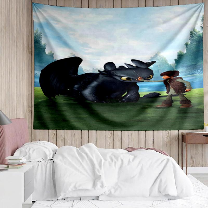 Dragon Print Tapestry, Backdrop, Easy Setup, Ideal for Bedroom, Office & Living Room, with Aesthetic Wall Hanging Decor.