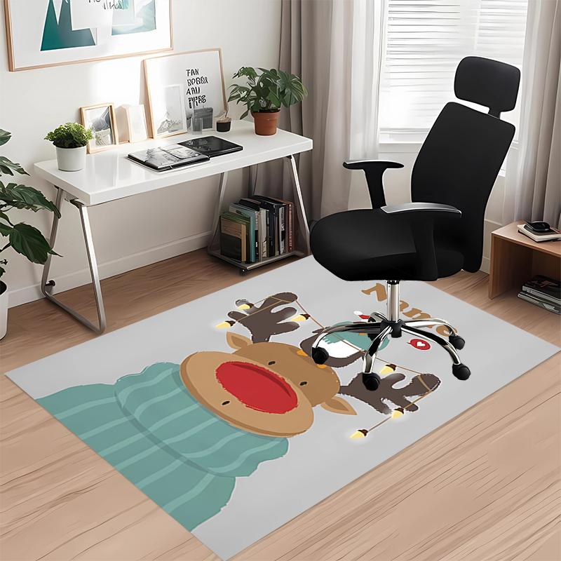 Custom Name Christmas reindeer Printed Carpet, for Office Chair Living Room Bedroom Kitchen Room Decor Gifts.
