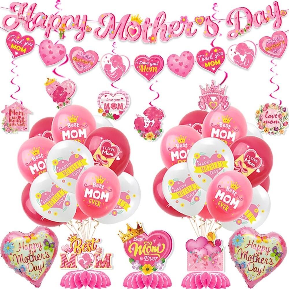 Hearts Pattern Banner Decor Happy Mother's Day Holiday Banner New Desktop Ornament Party DIY Decor