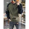 Men's Retro Contrast Stitching Long-Sleeve Sweatshirt - Autumn Couple Style, Round Neck Pullover