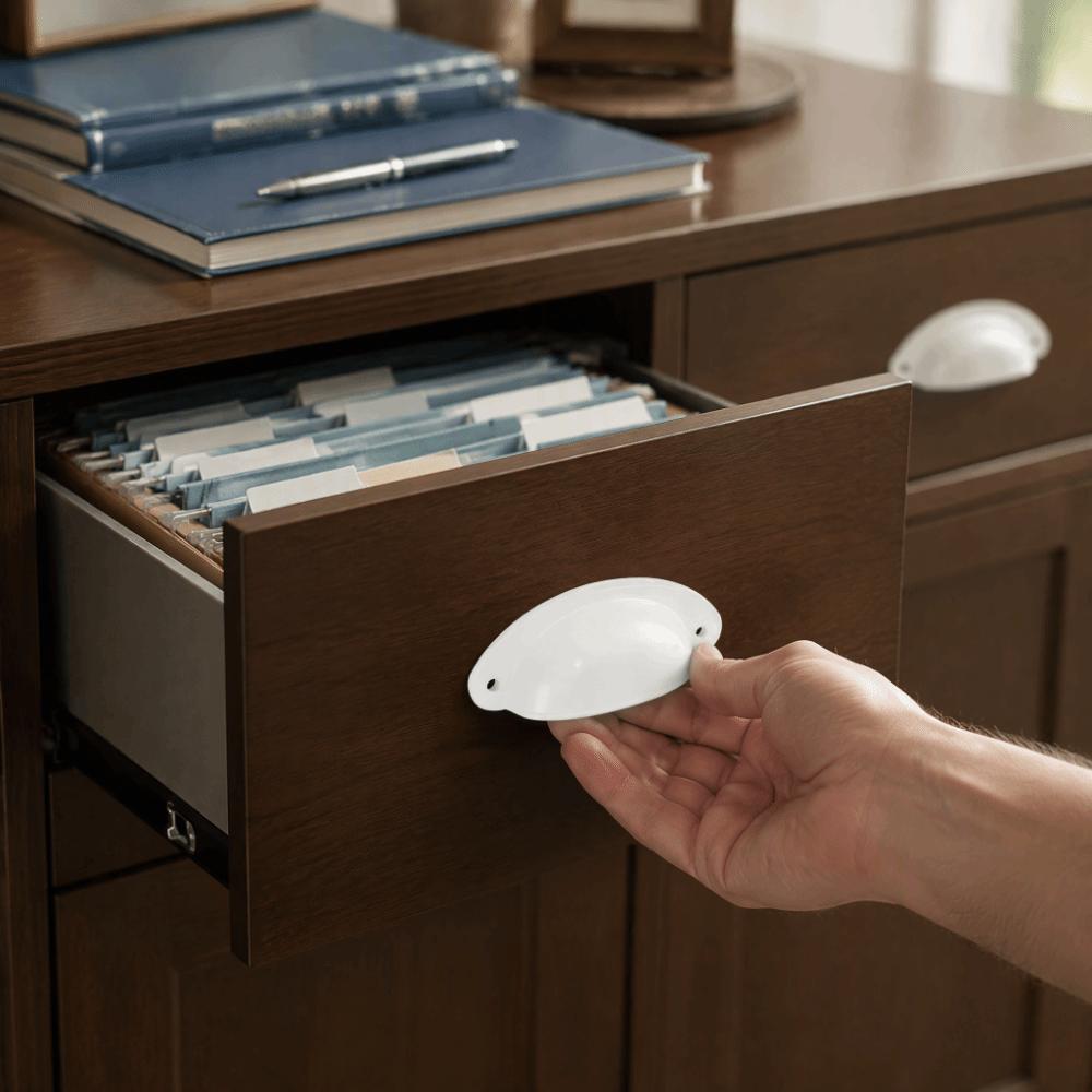 10pcs With Screws Included Antique Shell Knobs White Drawer Cup Pulls  Cabinet Decoration