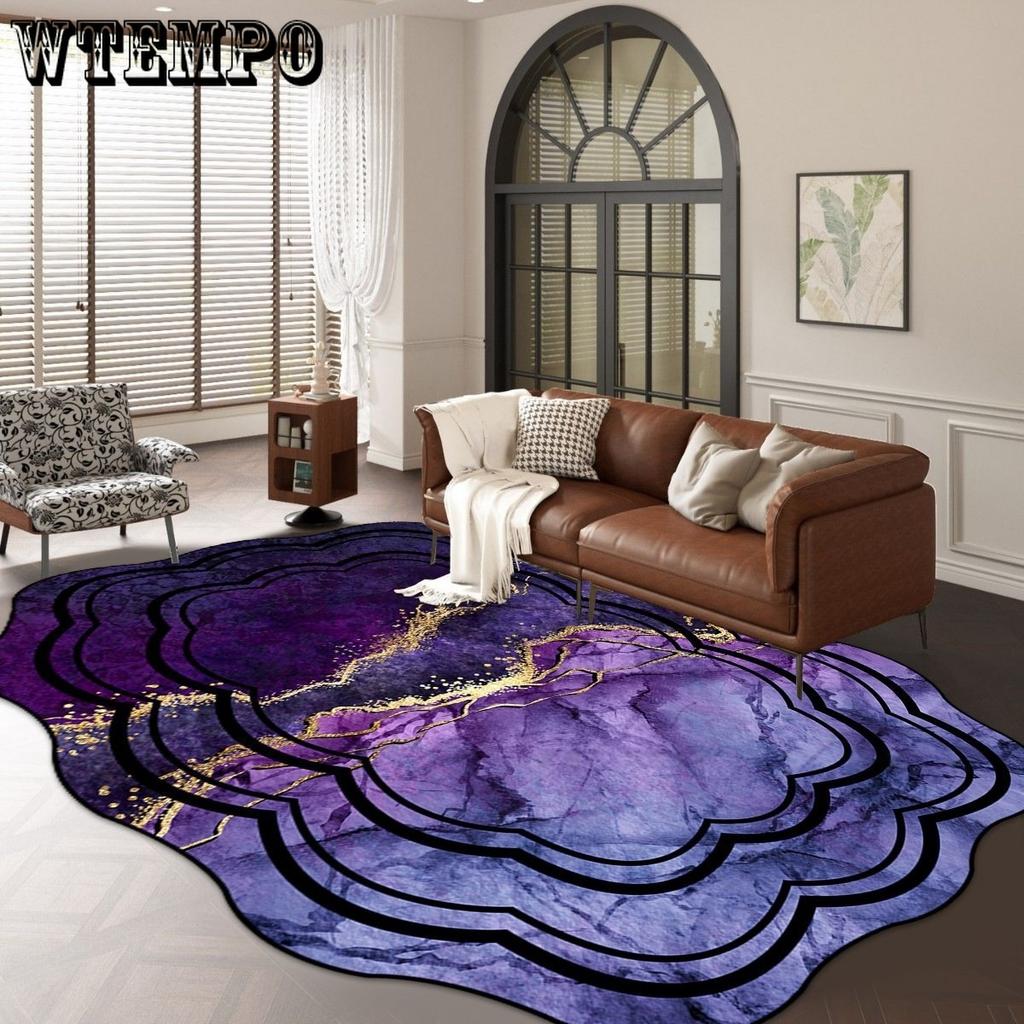 Irregular Living Room Carpet Marble Floor Mat Easy To Maintain Bedroom Bedside Carpet