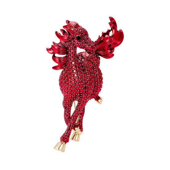 Retro Style Brooch Sparkling Rhinestones Inlaid Horse Theme Pin Clothes Hats Bags Badge Fashion Accessory