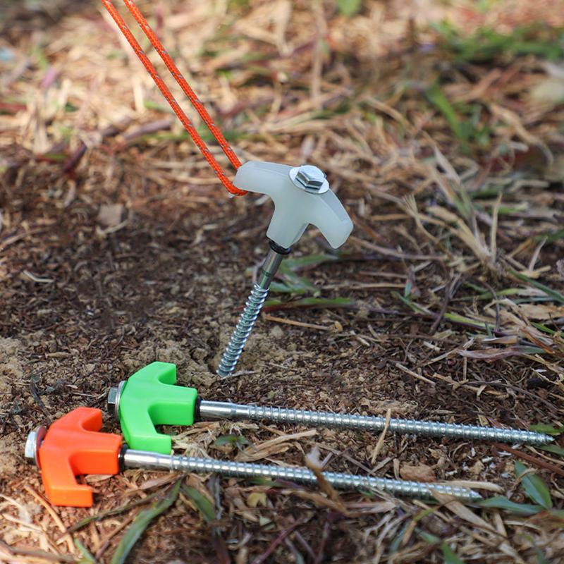 4Pcs Screw Anchor Tent Stakes 20Cm Carbon Steel Tent Pegs Spike Hook Camping Tent Nail Spiral Screw With Hex Socket Stakes