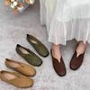 Модная ручная работа Ретро Натуральная кожа Женская обувь на мягкой подошве Воловья кожа Лесной стиль Художественные туфли бабушки Повседневные туфли на плоской подошве