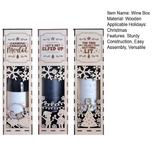 1/3 шт. Рождественская деревянная винная коробка Легкая сборка Лазерная резка Снежинки Праздничный дизайн Подарочная коробка для вина Праздничное украшение