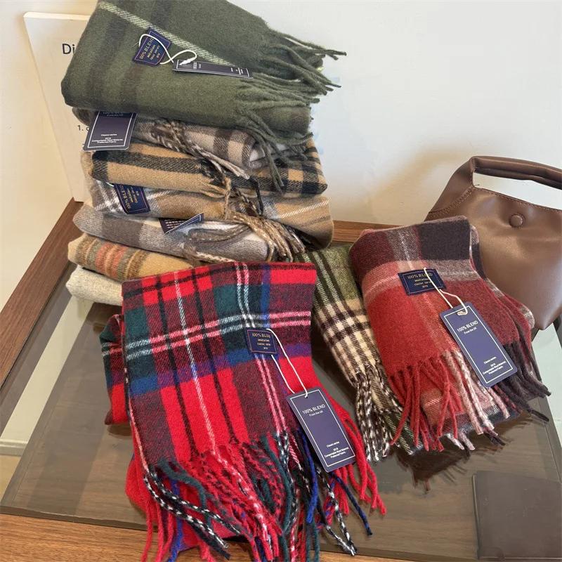 Winter Women Scarf Luxury British Pashmina Classic Plaid Soft Female Male Imitation Cashmere Thermal Muffler Men Shawl