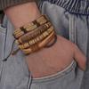 Men's Multi-Layer Bracelet Set with Wooden Beads and Braided Leather