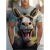 Men's Fun Cartoon Donkey Print Short Sleeve Cute Round Neck T-Shirt, Lightweight Quick-Dry Spring and Summer Travel Beach Top