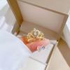 Кольцо-корона из настоящего золота, пустое, модное, с открытием, регулируемое, простое ювелирное изделие, японское кольцо, парное кольцо