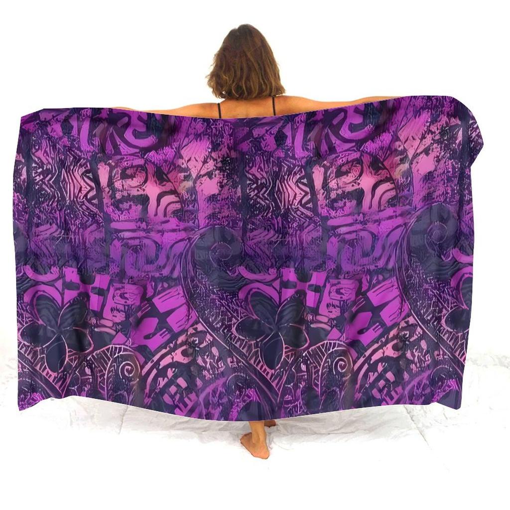 Summer Lightweight Women'S Sarong Shawl Polynesian Customizable Pattern Beach Essential Sun And Windproof Cape