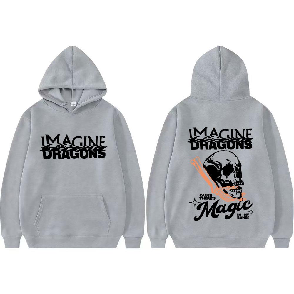 Imagine Dragons Loom World Tour 2025 Skull Sweatshirts Men Women Hip Hop Vintage Hoodies Long Sleeve Oversized Hoodie Streetwear