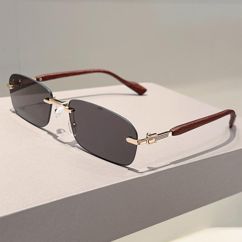 Non-polarized Rimless Rectangle Sunglasses Women Men Square Sun Glasses Trendy Shades Frameless Eyewear