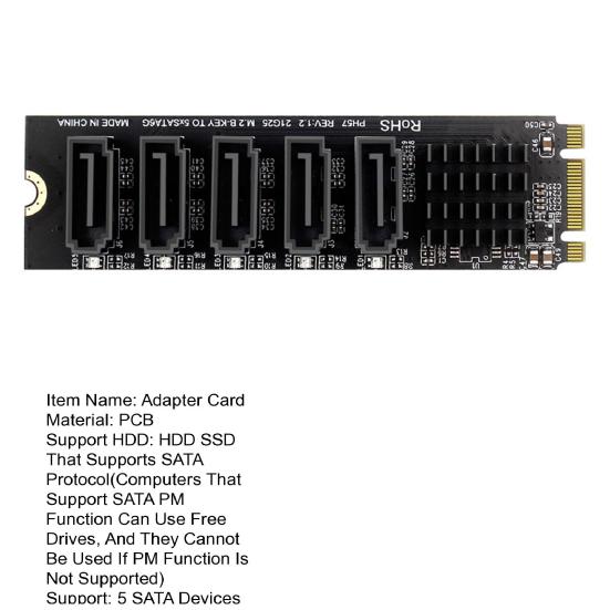 M.2 B-Key To SATA3 SSD Adapter Card B-KEY SATA To SATA 3.0 6Gbps 5 Ports Adapter Converter Hard Drive Extension Card
