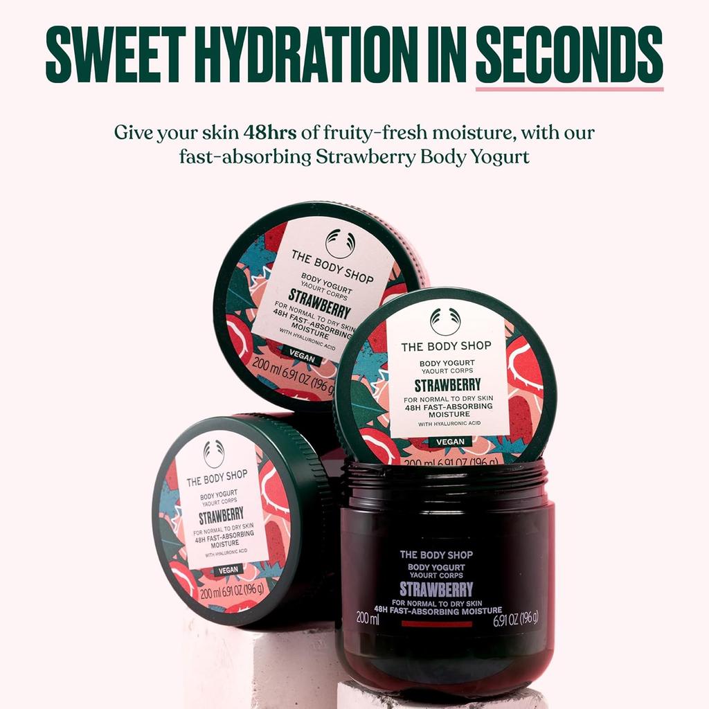The Body Shop Strawberry Vegan Body Yogurt 200ml Hydrating Cream For Normal Dry Skin