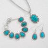 4Pcs/Set Electroplating Boho Turquoise Jewelry Set Zinc Zinc Alloy Women's Jewelry Set  Mother's Day Gift