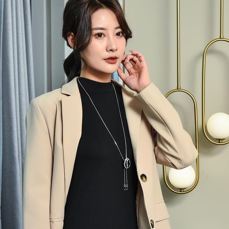 Fashion Woolen Sweater Chain Jewelry With Crystal Tulip Pendant For Womens Casual Style