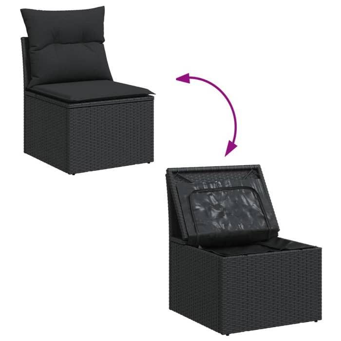 VidaXL Salon de Jardin avec Coussins 6 pcs, Canapés de Terrasse, Ensemble de Meubles de Patio, Mobilier d'Extérieur, Noir 3256454