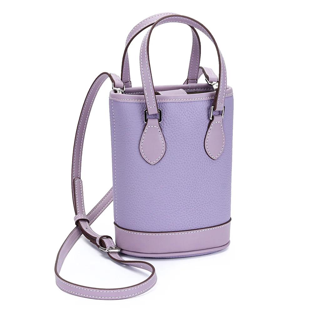 Luxury Women Cross Body Bags Trendy Genuine Cow Leather Lunch Bag Bucket Bag Food Basket Amazon Picnic Handbag Soft Top-handle