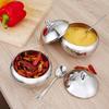 304 Stainless Steel Sugar Bowl with Lid and Spoon Spice Jar Storage Jar  Restaurant
