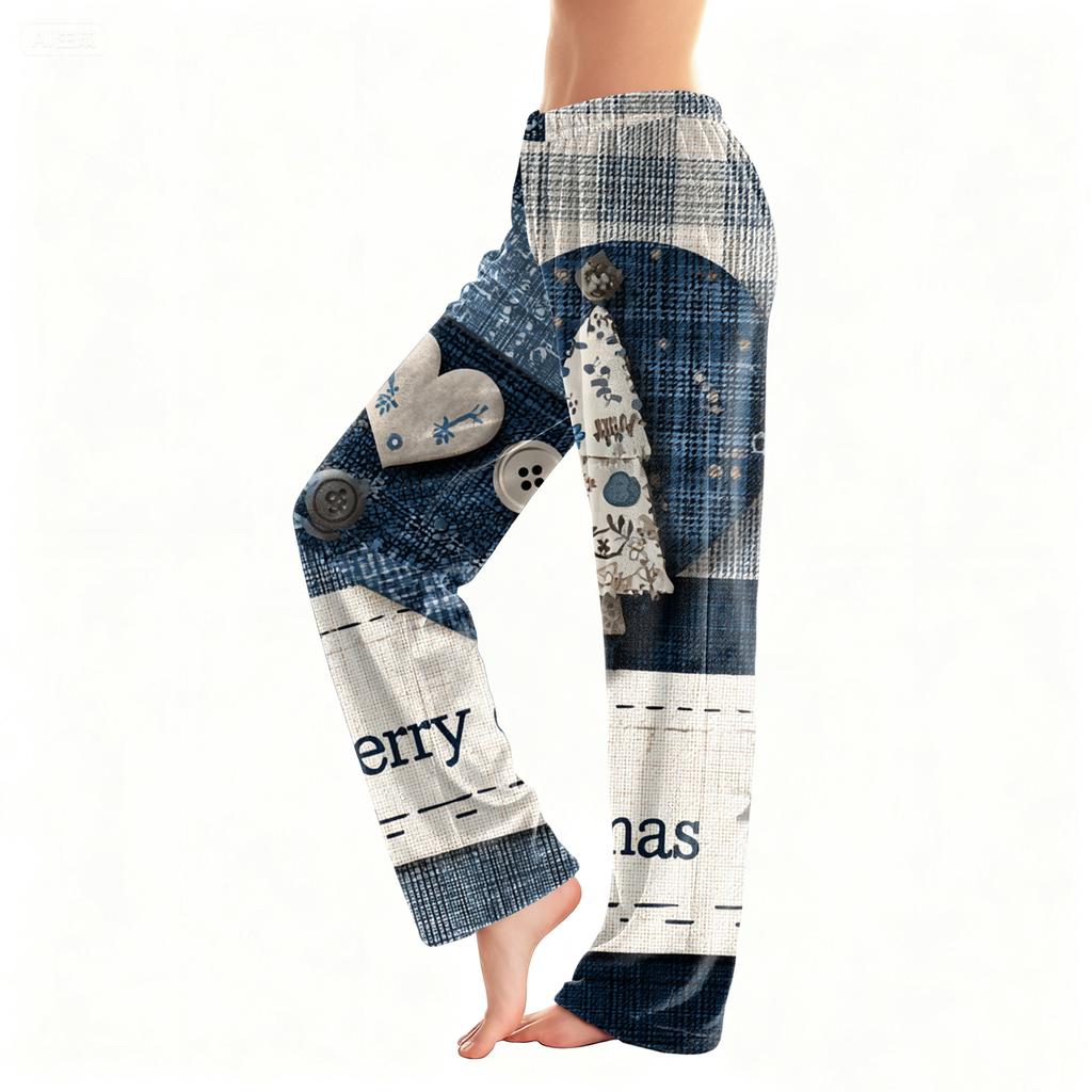 Женские повседневные модные фланелевые брюки с рождественским принтом, пижамные брюки