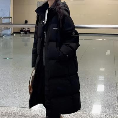 Длинная до колена хлопковая одежда Новая женская зимняя с капюшоном Корейская версия Свободная хлопковая одежда