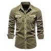 Men's Japanese Corduroy Slim Fit Long Sleeve Casual Shirt