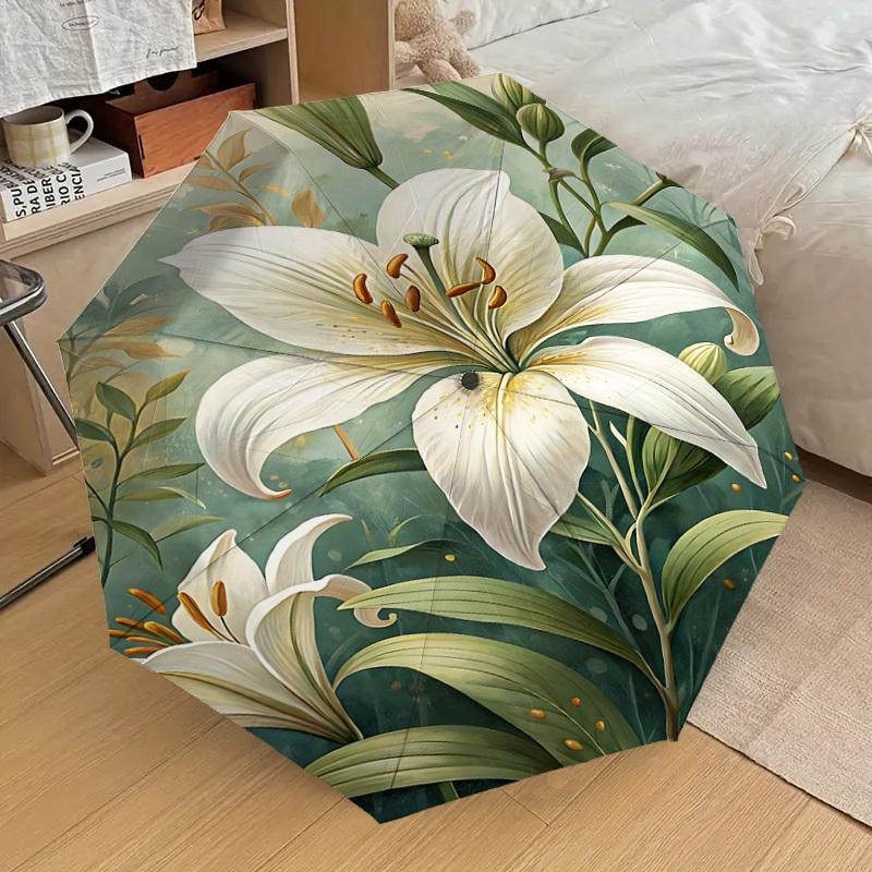1PC lily flower Automatic Open/Close Umbrella with Windproof, 8-Rib Sturdy Canopy, Durable Ribs, Fashionable Design1209A