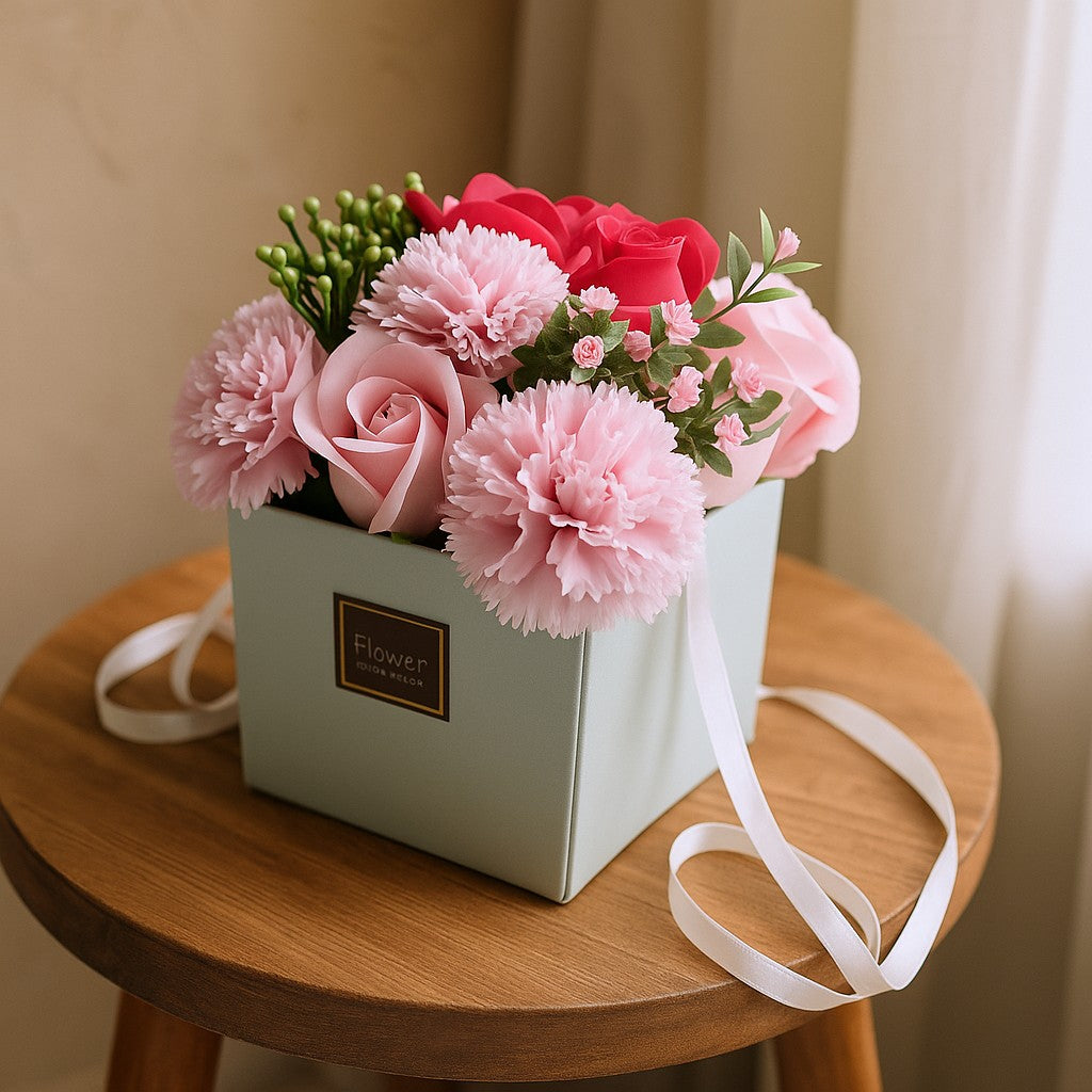 Soap Flower Bouquet, Pink Rose and Carnation