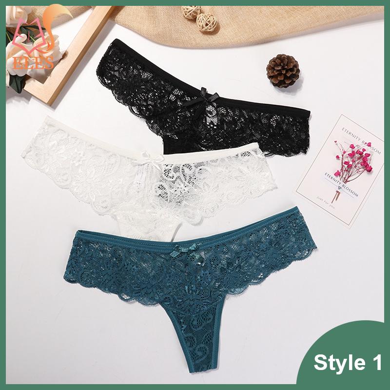 3 Pcs Woman Panties Sexy Lace Thong Underwear Lingerie Female T-back Temptation Low Waist G-string Pack