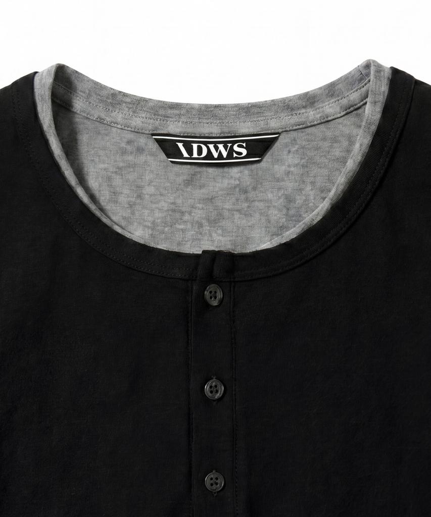 IDWS Layered Henley Neck T-Shirt Black