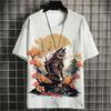 Cat Samurai Pattern T Shirt For Men Trendy Animal 3D Printed Tees Casual Short Sleeve Oversized Street T-Shirts Round Neck Tops