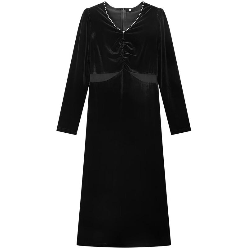 Элегантное бархатное миди-платье с V-образным вырезом IEF