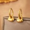 Stainless Steel Metal Heart Flower Pendant Earrings For Women Fashion Gold Color Peach Heart Ear Buckle Earrings Jewelry Gifts