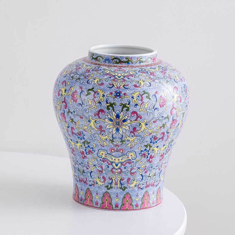 Китайская ретро сине-белая фарфоровая ваза для цветов Керамические поделки Горшок для цветов Настольное хранилище Банка Домашний декор