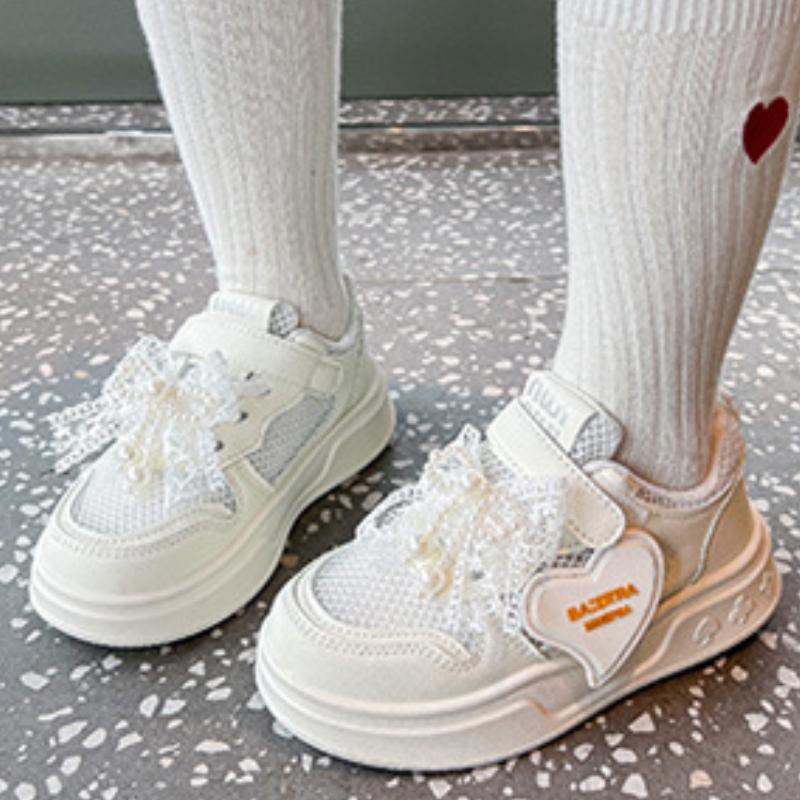 Детская спортивная обувь с перламутровым бантом, противоскользящая, износостойкая, дышащая, новая повседневная обувь для девочек на открытом воздухе