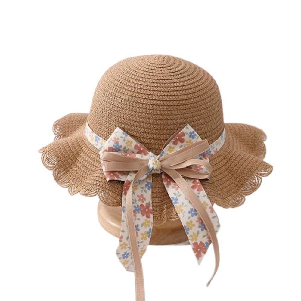 Большие поля Детская соломенная шляпа Сумка Дышащая сумка Уличная шляпа от солнца для девочек