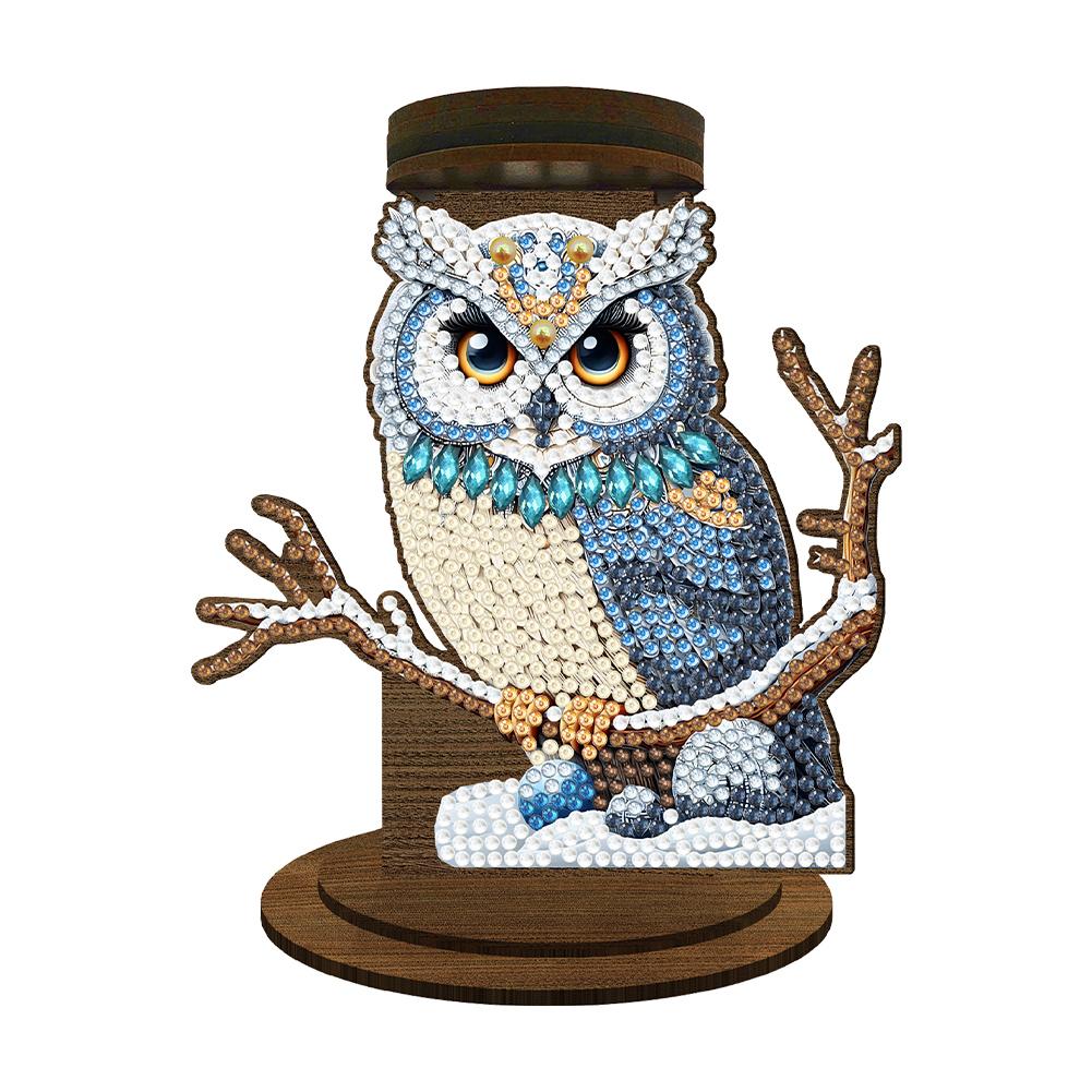 Wooden Exquisite Pattern Mosaic Rhinestone Drawing Candlestick Decor 5D DIY Diamond Painting Candlestick for Home Office