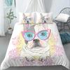Cartoon Pug King Queen Double Full Duvet Cover Lovely Puppy Bedding Set Pet Animal Quilt Cover Yellow Polyester Comforter Cover