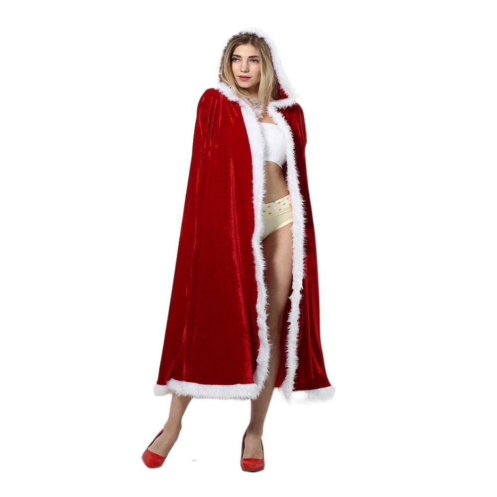 Christmas Cloak Women Hooded Ponchos Jacket Long Adult Kids Thick Warm Xmas Cape Party Costume Women's Clothing