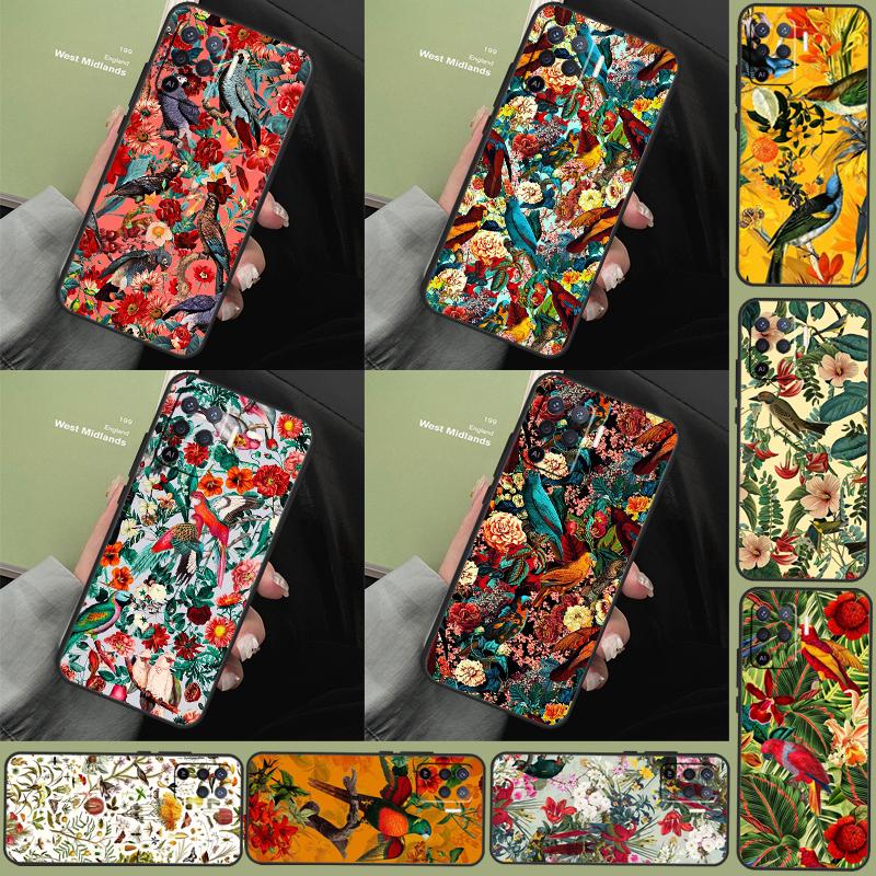 Birds Vintage Tropical FLORAL Case For Oppo A80 A78 A98 A40 A60 A18 A38 A58 A15 A17 A77 A74 A94 A54 A57S A16 A76 A96 Cover