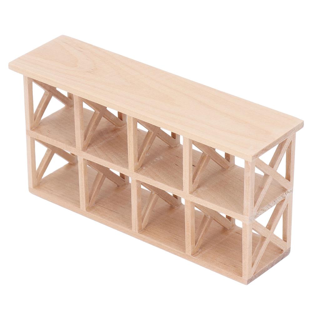 1: 12 Scale Dollhouse Wood Storage Rack Dollhouse Miniature Display Bookshelf for Dining Room
