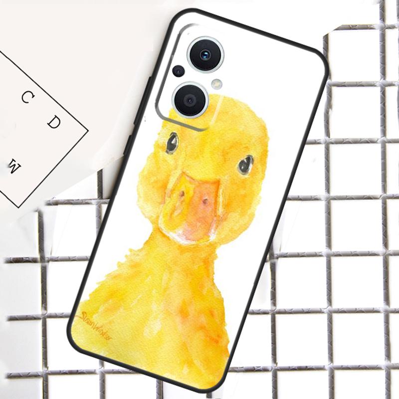 Мультяшная Милая Утка Животное Для OPPO Reno 14F 13F 12F 11F 10 11 12 13 14 Pro 7 8 Lite 8T OPPO Find X6 X5 X8 X9 Pro Чехол