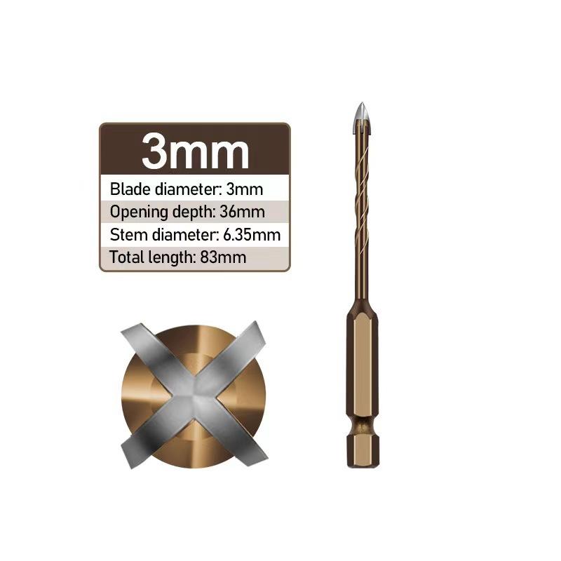 Masonry Concrete Drill Bits For Glass Ceramic Tile Brick Plastic Wood Mason Hard Alloy Wall Hole Opener Hex Shank 3mm To 12mm
