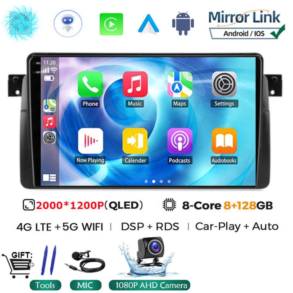 Android 14 Carplay WIFI+4G для BMW E46 M3 1998-2006 Автомобильный Радио Мультимедиа Видео Плеер Стерео GPS DPS Головное Устройство 360 Камера BT