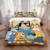 Bluey'S Family Adventure Print 3Pcs Bedding Setduvet Cover With 2 Bedropillowcase Home Birthday Gift