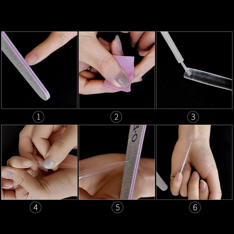 10 шт. прозрачные длинные акриловые гравированные круглые накладные ногти для наращивания французских ногтей для инструментов